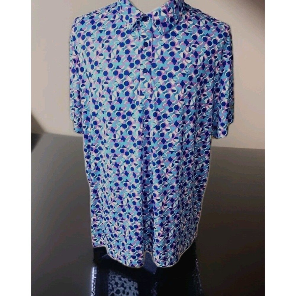 Birdie Bound Golf Polo Shirt Short Sleeve Polka Dot Performance Men's 2XL
